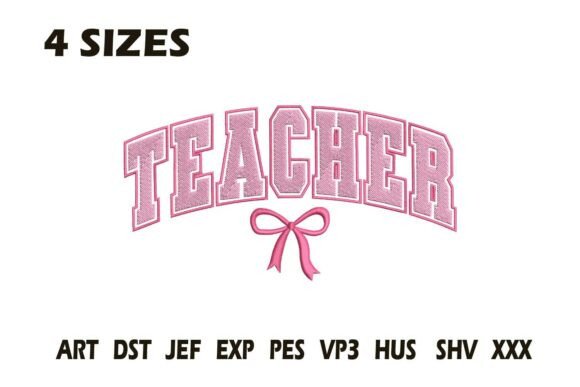 Teacher Pink Bow Embroidery Design Review